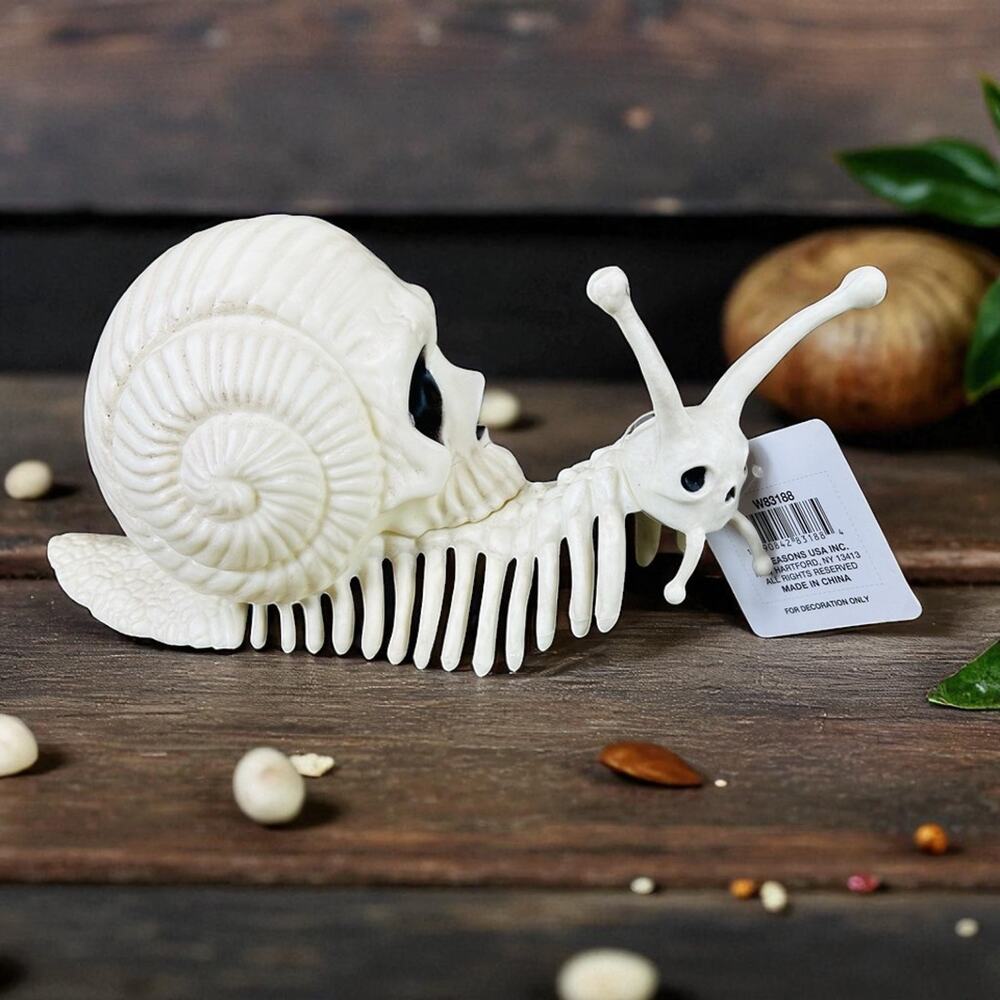 9" SNAIL SKELETON & SKULL SPOOKY BONEZ DEAD ANIMAL PROP DECORATION NEW